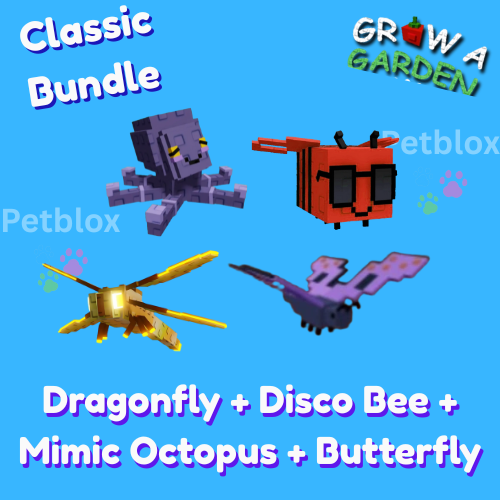 Classic Bundle | Dragonfly + Disco Bee + Butterfly + Mimic | Grow A Garden